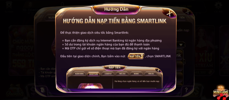 Phương thức nạp tiền SmartLink khi tải sun win là gì?